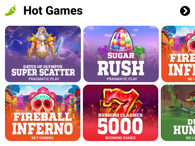 Game carousel showing two and a half games